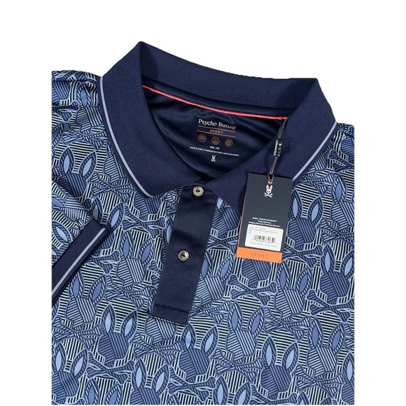 Psycho Bunny Other - Psycho Bunny Reeves Bunny‎ Print Sport Evening Blue Polo Shirt Men's Sz 4XL NWT